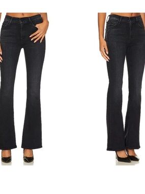 MOTHER The Weekender Deep End (Black High-Rise Flare Jeans)